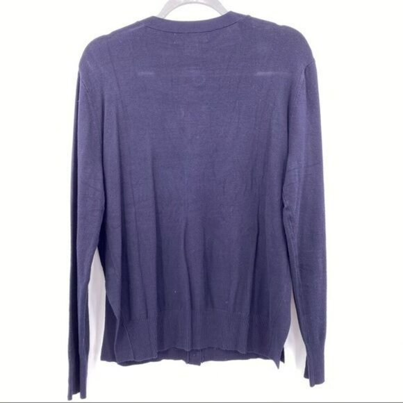 Magaschoni Button Front Navy Blue Cardigan Sweater M Viscose/Nylon Knit - Picture 2 of 8